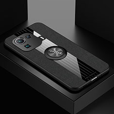 Coque Ultra Fine Silicone Souple Housse Etui avec Support Bague Anneau Aimante Magnetique A06 pour Xiaomi Mi 11 Pro 5G Noir
