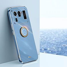 Coque Ultra Fine Silicone Souple Housse Etui avec Support Bague Anneau Aimante Magnetique A06 pour Xiaomi Mi 11 Ultra 5G Bleu