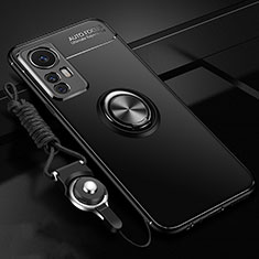 Coque Ultra Fine Silicone Souple Housse Etui avec Support Bague Anneau Aimante Magnetique A06 pour Xiaomi Mi 12 5G Noir