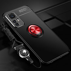 Coque Ultra Fine Silicone Souple Housse Etui avec Support Bague Anneau Aimante Magnetique A06 pour Xiaomi Mi 12S Pro 5G Rouge et Noir