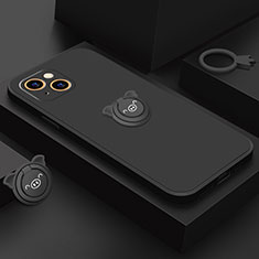Coque Ultra Fine Silicone Souple Housse Etui avec Support Bague Anneau Aimante Magnetique A07 pour Apple iPhone 13 Mini Noir