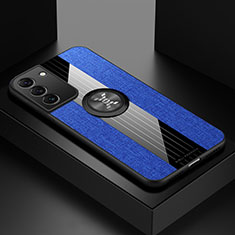 Coque Ultra Fine Silicone Souple Housse Etui avec Support Bague Anneau Aimante Magnetique A07 pour Samsung Galaxy S21 Plus 5G Bleu