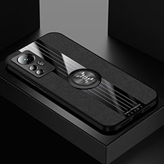 Coque Ultra Fine Silicone Souple Housse Etui avec Support Bague Anneau Aimante Magnetique A07 pour Xiaomi Mi 12 Pro 5G Noir