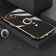 Coque Ultra Fine Silicone Souple Housse Etui avec Support Bague Anneau Aimante Magnetique A08 pour Apple iPhone 13 Mini Noir