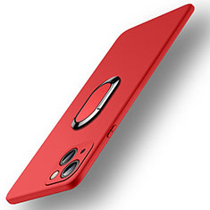 Coque Ultra Fine Silicone Souple Housse Etui avec Support Bague Anneau Aimante Magnetique A09 pour Apple iPhone 13 Mini Rouge