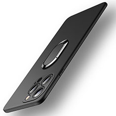 Coque Ultra Fine Silicone Souple Housse Etui avec Support Bague Anneau Aimante Magnetique A09 pour Apple iPhone 13 Pro Max Noir