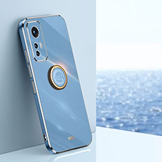 Coque Ultra Fine Silicone Souple Housse Etui avec Support Bague Anneau Aimante Magnetique A10 pour Xiaomi Mi 12 5G Bleu