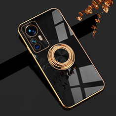 Coque Ultra Fine Silicone Souple Housse Etui avec Support Bague Anneau Aimante Magnetique AN1 pour Xiaomi Mi 12T 5G Noir