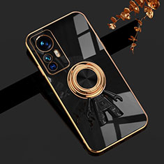 Coque Ultra Fine Silicone Souple Housse Etui avec Support Bague Anneau Aimante Magnetique AN2 pour Xiaomi Mi 12T 5G Noir