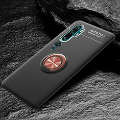 Coque Ultra Fine Silicone Souple Housse Etui avec Support Bague Anneau Aimante Magnetique D01 pour Xiaomi Mi Note 10 Or et Noir