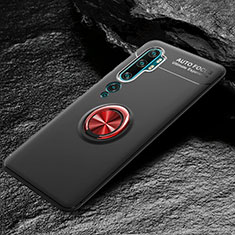 Coque Ultra Fine Silicone Souple Housse Etui avec Support Bague Anneau Aimante Magnetique D01 pour Xiaomi Mi Note 10 Pro Rouge et Noir