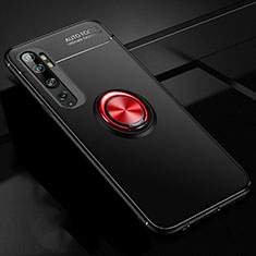 Coque Ultra Fine Silicone Souple Housse Etui avec Support Bague Anneau Aimante Magnetique D02 pour Xiaomi Mi Note 10 Pro Rouge et Noir