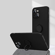 Coque Ultra Fine Silicone Souple Housse Etui avec Support Bague Anneau Aimante Magnetique G01 pour Apple iPhone 13 Mini Noir