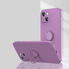 Coque Ultra Fine Silicone Souple Housse Etui avec Support Bague Anneau Aimante Magnetique G01 pour Apple iPhone 13 Mini Violet