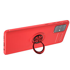 Coque Ultra Fine Silicone Souple Housse Etui avec Support Bague Anneau Aimante Magnetique JM1 pour Samsung Galaxy A51 5G Rouge