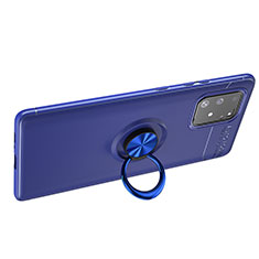 Coque Ultra Fine Silicone Souple Housse Etui avec Support Bague Anneau Aimante Magnetique JM1 pour Samsung Galaxy A91 Bleu