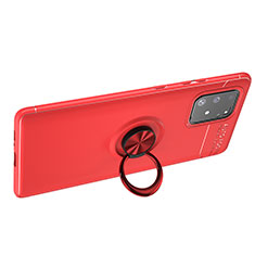 Coque Ultra Fine Silicone Souple Housse Etui avec Support Bague Anneau Aimante Magnetique JM1 pour Samsung Galaxy A91 Rouge