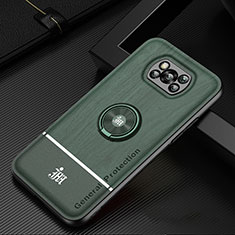 Coque Ultra Fine Silicone Souple Housse Etui avec Support Bague Anneau Aimante Magnetique JM1 pour Xiaomi Poco X3 NFC Vert