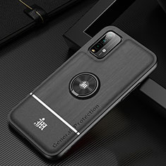 Coque Ultra Fine Silicone Souple Housse Etui avec Support Bague Anneau Aimante Magnetique JM1 pour Xiaomi Redmi 9T 4G Noir