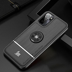 Coque Ultra Fine Silicone Souple Housse Etui avec Support Bague Anneau Aimante Magnetique JM1 pour Xiaomi Redmi Note 10 4G Noir
