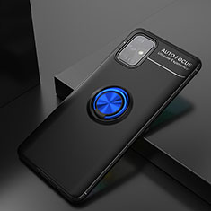Coque Ultra Fine Silicone Souple Housse Etui avec Support Bague Anneau Aimante Magnetique JM2 pour Samsung Galaxy A71 4G A715 Bleu et Noir