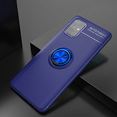 Coque Ultra Fine Silicone Souple Housse Etui avec Support Bague Anneau Aimante Magnetique JM2 pour Samsung Galaxy A71 5G Bleu