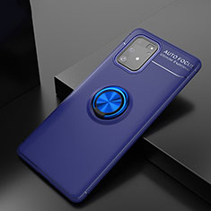 Coque Ultra Fine Silicone Souple Housse Etui avec Support Bague Anneau Aimante Magnetique JM2 pour Samsung Galaxy M80S Bleu