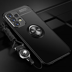 Coque Ultra Fine Silicone Souple Housse Etui avec Support Bague Anneau Aimante Magnetique JM3 pour Samsung Galaxy A23 4G Noir