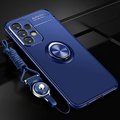 Coque Ultra Fine Silicone Souple Housse Etui avec Support Bague Anneau Aimante Magnetique JM3 pour Samsung Galaxy A23 5G Bleu