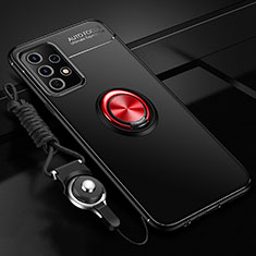 Coque Ultra Fine Silicone Souple Housse Etui avec Support Bague Anneau Aimante Magnetique JM3 pour Samsung Galaxy A33 5G Rouge et Noir