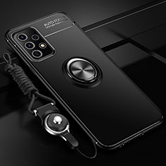 Coque Ultra Fine Silicone Souple Housse Etui avec Support Bague Anneau Aimante Magnetique JM3 pour Samsung Galaxy A52 4G Noir