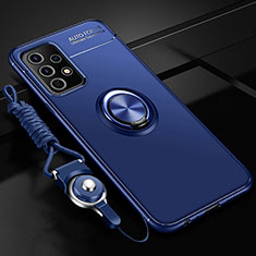 Coque Ultra Fine Silicone Souple Housse Etui avec Support Bague Anneau Aimante Magnetique JM3 pour Samsung Galaxy A52 5G Bleu