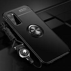 Coque Ultra Fine Silicone Souple Housse Etui avec Support Bague Anneau Aimante Magnetique JM3 pour Samsung Galaxy S20 5G Noir