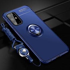 Coque Ultra Fine Silicone Souple Housse Etui avec Support Bague Anneau Aimante Magnetique JM3 pour Samsung Galaxy S20 Plus 5G Bleu