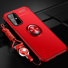 Coque Ultra Fine Silicone Souple Housse Etui avec Support Bague Anneau Aimante Magnetique JM3 pour Samsung Galaxy S20 Plus Rouge
