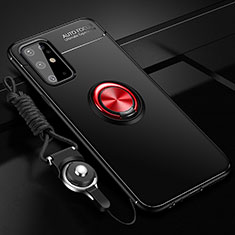 Coque Ultra Fine Silicone Souple Housse Etui avec Support Bague Anneau Aimante Magnetique JM3 pour Samsung Galaxy S20 Plus Rouge et Noir