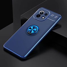 Coque Ultra Fine Silicone Souple Housse Etui avec Support Bague Anneau Aimante Magnetique K01 pour Xiaomi Mi 11 Lite 4G Bleu