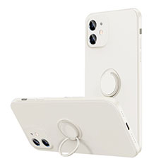 Coque Ultra Fine Silicone Souple Housse Etui avec Support Bague Anneau Aimante Magnetique N01 pour Apple iPhone 12 Blanc