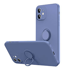 Coque Ultra Fine Silicone Souple Housse Etui avec Support Bague Anneau Aimante Magnetique N01 pour Apple iPhone 12 Mini Gris Lavende