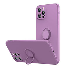 Coque Ultra Fine Silicone Souple Housse Etui avec Support Bague Anneau Aimante Magnetique N01 pour Apple iPhone 12 Pro Max Violet