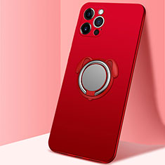 Coque Ultra Fine Silicone Souple Housse Etui avec Support Bague Anneau Aimante Magnetique N02 pour Apple iPhone 12 Pro Max Rouge