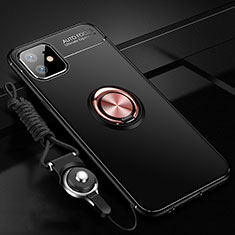 Coque Ultra Fine Silicone Souple Housse Etui avec Support Bague Anneau Aimante Magnetique N03 pour Apple iPhone 12 Mini Or et Noir