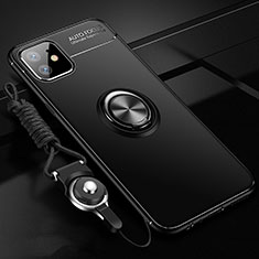 Coque Ultra Fine Silicone Souple Housse Etui avec Support Bague Anneau Aimante Magnetique N03 pour Apple iPhone 12 Noir