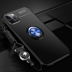 Coque Ultra Fine Silicone Souple Housse Etui avec Support Bague Anneau Aimante Magnetique N03 pour Apple iPhone 12 Pro Bleu et Noir