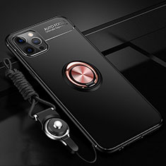 Coque Ultra Fine Silicone Souple Housse Etui avec Support Bague Anneau Aimante Magnetique N03 pour Apple iPhone 12 Pro Max Or et Noir