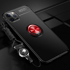 Coque Ultra Fine Silicone Souple Housse Etui avec Support Bague Anneau Aimante Magnetique N03 pour Apple iPhone 12 Pro Max Rouge et Noir