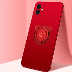 Coque Ultra Fine Silicone Souple Housse Etui avec Support Bague Anneau Aimante Magnetique N04 pour Apple iPhone 12 Mini Rouge