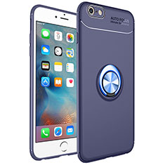 Coque Ultra Fine Silicone Souple Housse Etui avec Support Bague Anneau Aimante Magnetique pour Apple iPhone 6 Plus Bleu