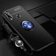 Coque Ultra Fine Silicone Souple Housse Etui avec Support Bague Anneau Aimante Magnetique pour Huawei Enjoy 10 Plus Bleu et Noir