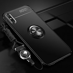 Coque Ultra Fine Silicone Souple Housse Etui avec Support Bague Anneau Aimante Magnetique pour Huawei Enjoy 10e Noir